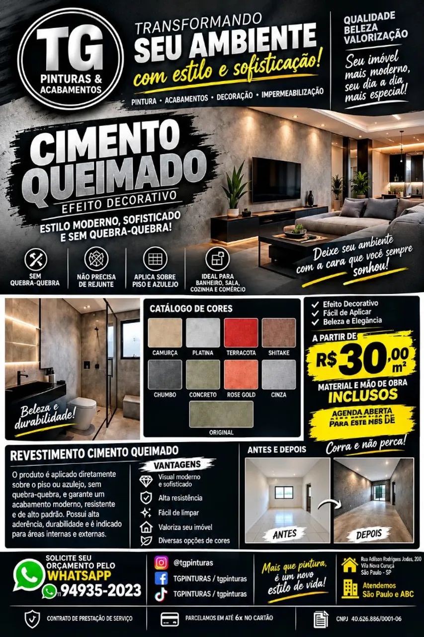 Aplicação do efeito cimento queimado 