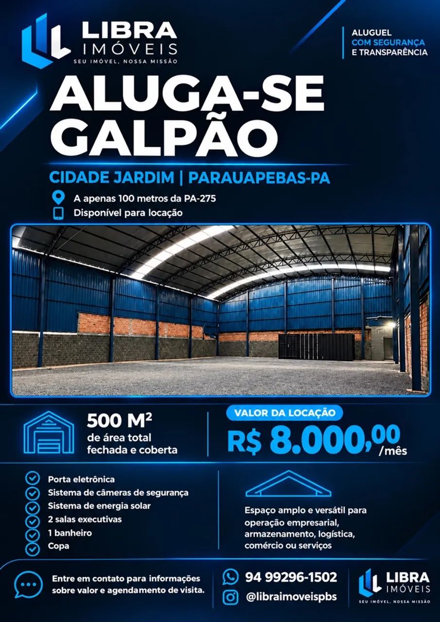 IMOBILIÁRIA LIBRA IMÓVEIS ALUGA GALPÃO