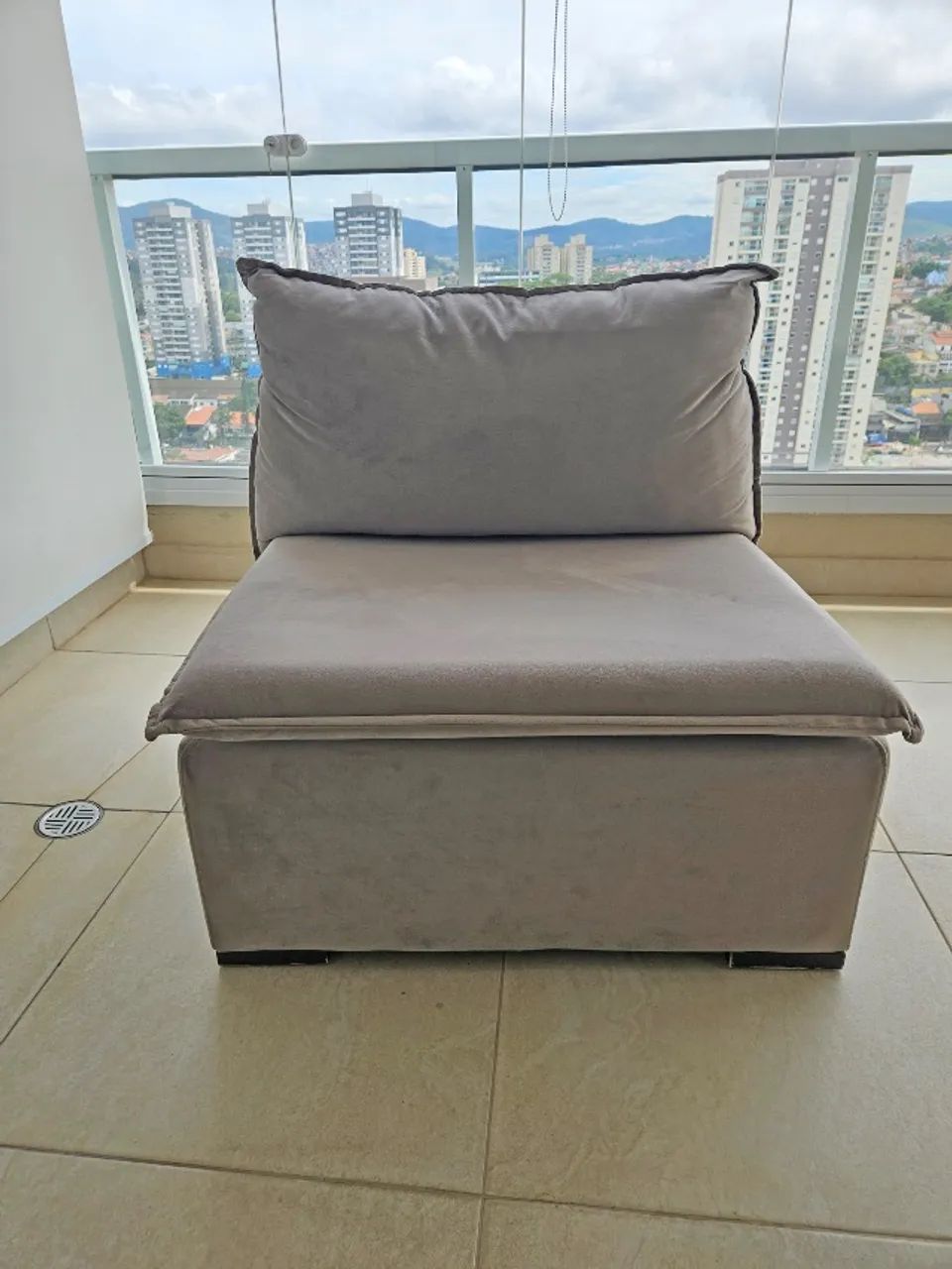 Sofá Modular Central 85cm Zen Cabecasa Madeiramadeira Cinza - Foto 4