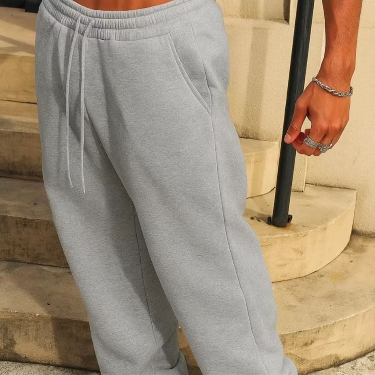 Calça Moletom Baggy Cinza