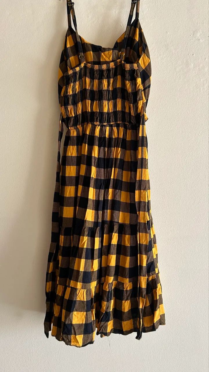 Vestido xadrez curto amarelo - Foto 3