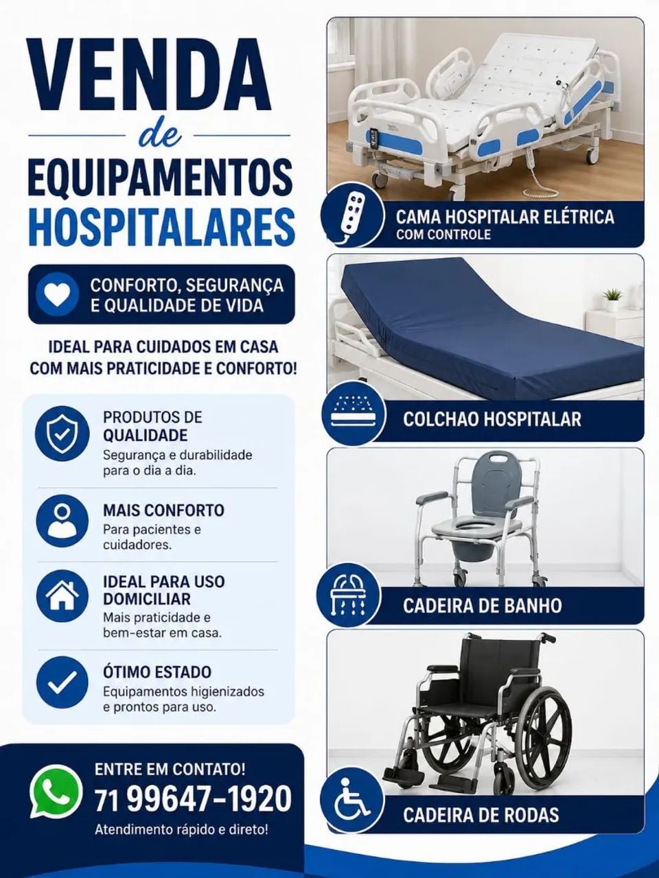 Cama Hospitalar, Cadeira de banho de aluminio, cadeira de rodas