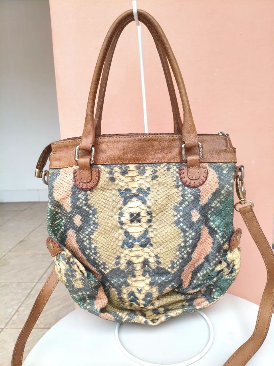 Bolsa luz da Lua de couro legítimo cobreada  - Foto 4