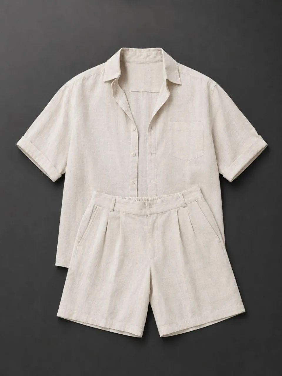 Conjunto camisa e short linho cru