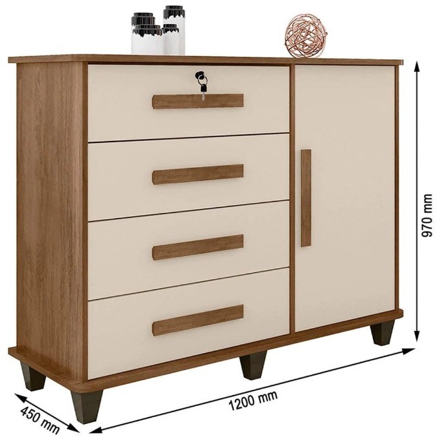 Cômoda Sapateira Grécia 4 Gavetas 1 Porta com Pés - Mega Promoção - Novo - Foto 2