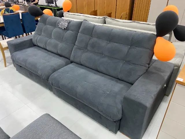 Sofá 2,90m em Veludo com Molas Ensacadas - Gigantão de Mostruário!
