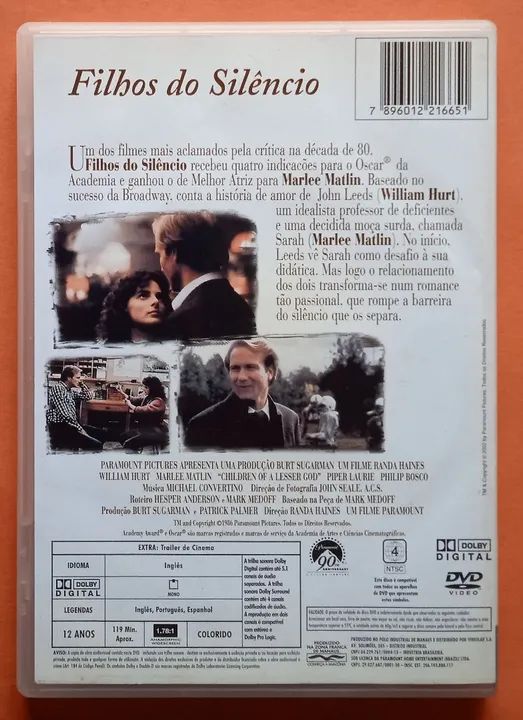 Dvd Filhos do Silêncio  - Foto 2