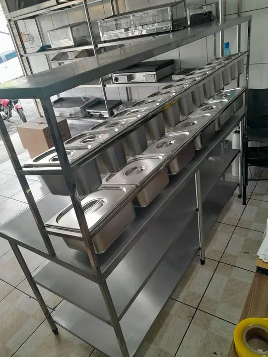 MESA BANCADA CONDIMENTADORA PIZZARIA COM TAMPAS, SOB MEDIDA! - Foto 5