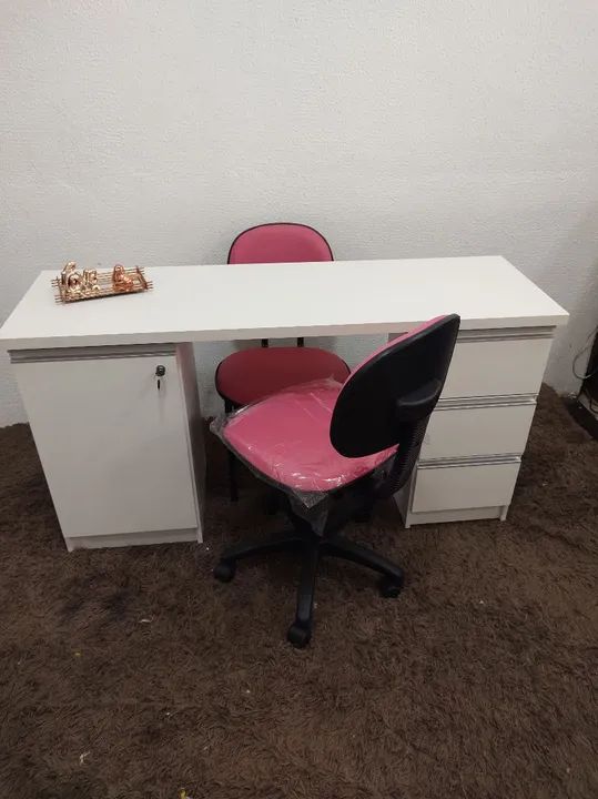 Mesa reta para escritório mdf branca - Foto 4