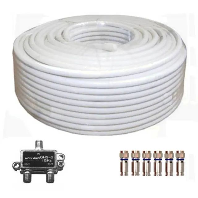 30 Metros Cabo RG6 TFC Amphenol 01 Divisor Hollland GHS-2 Saídas 06 Conecttores