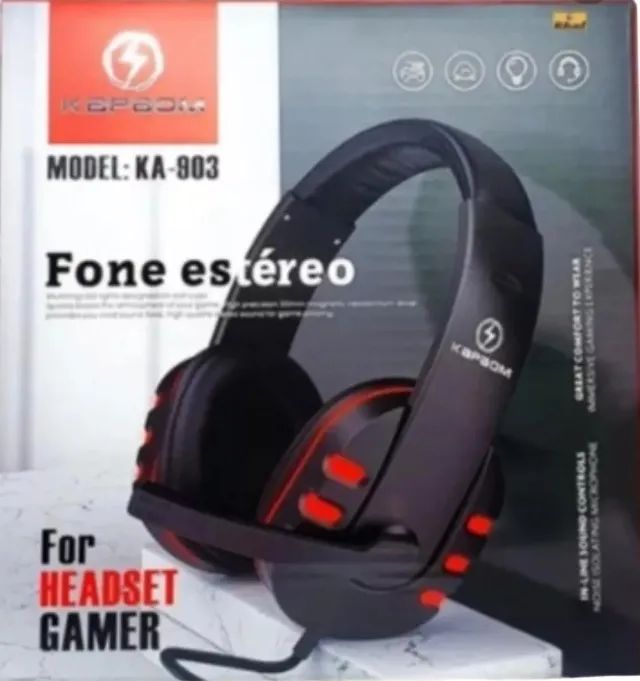 Fone De Ouvido Gamer Headset Ka903 Com Fio E Microfone Cor Vermelho Cor da luz Vermelho - Foto 3
