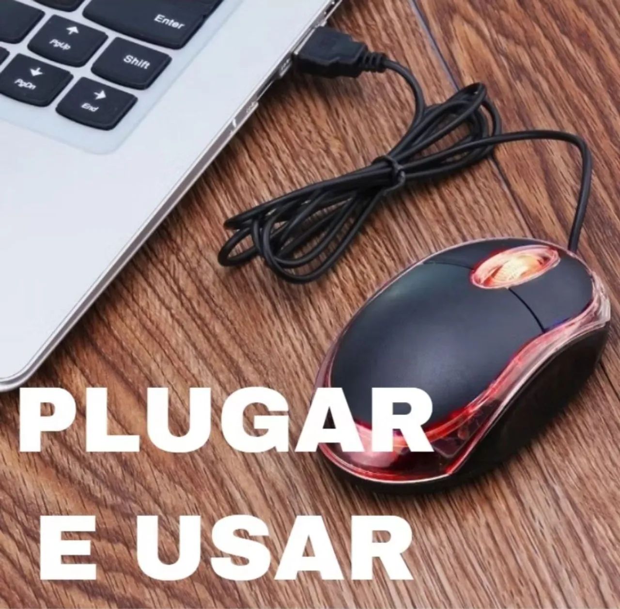 MOUSE ÓPTICO convencional USB plug com led