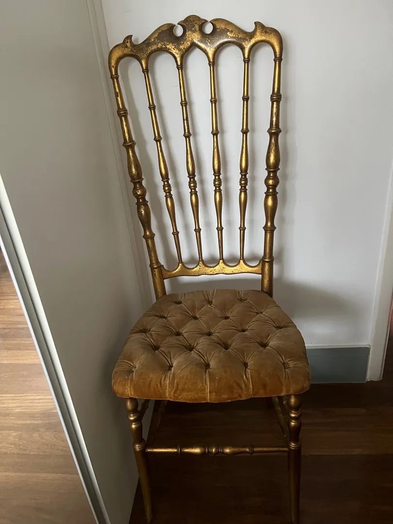 Cadeira  antiga Madeira Dourada  Luiz XV retro vintage - Foto 5