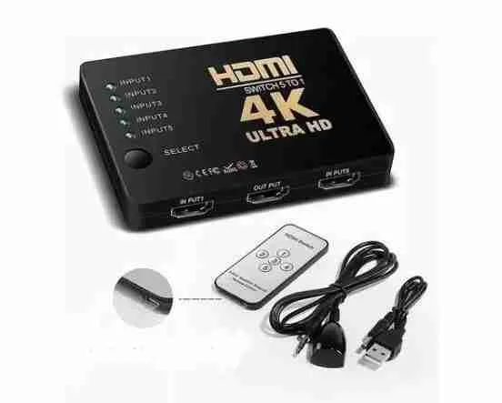 Switch 5x1 Hdmi 4K para TV com controle Remoto Novo