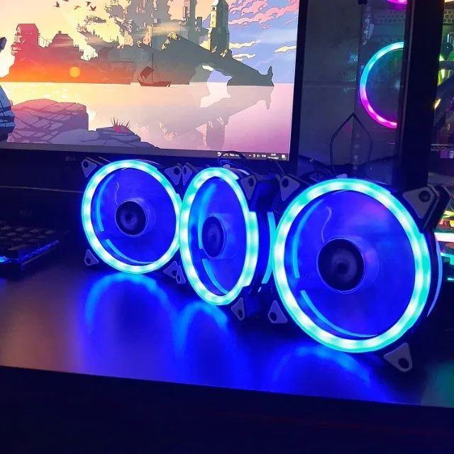 Kit Com 3 Ventoinhas Rise Mode, 120mm, Preto - RGB + Controladora + Controle - Foto 6