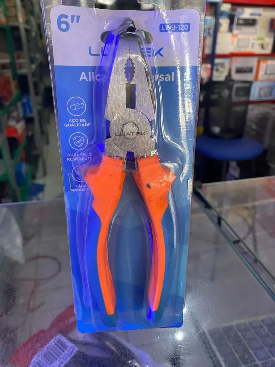 Alicate Universal 6'' Laranja com Azul- Unidade