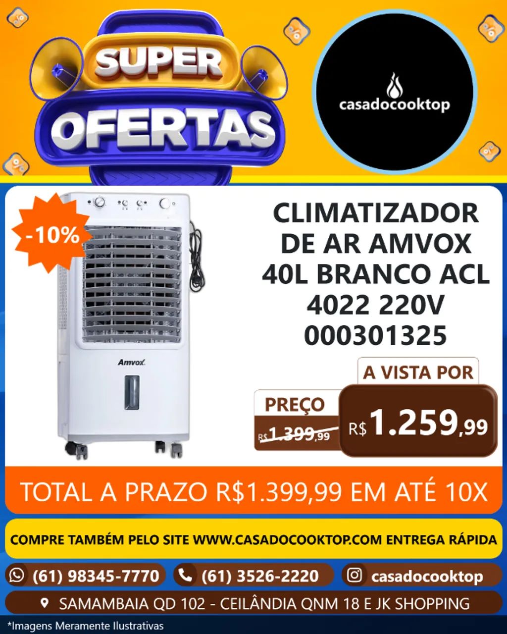 CLIMATIZADOR DE AR AMVOX 40L BRANCO ACL 4022 220V 000301325