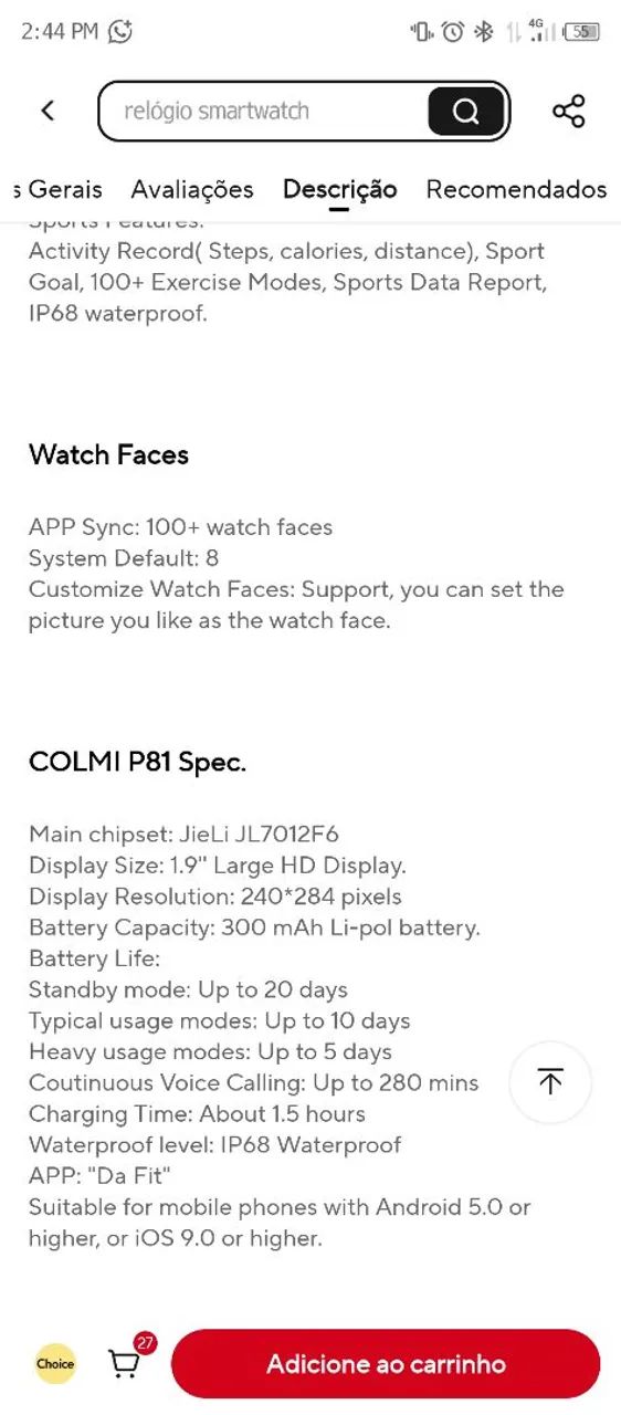 Smartwatch Colmi P81c (Novo)  - Foto 2