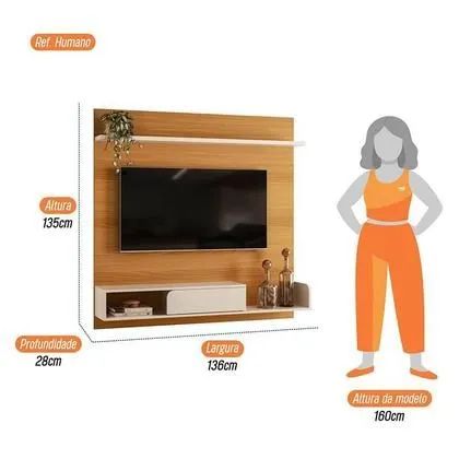 Painel para TV até 55 Polegadas Suspenso 1.36 Evo Cinamomo / Off White Hb<br><br> - Foto 5