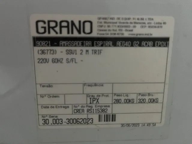 Amassadeira Espiral Grano 40kg Epoxi - Foto 2