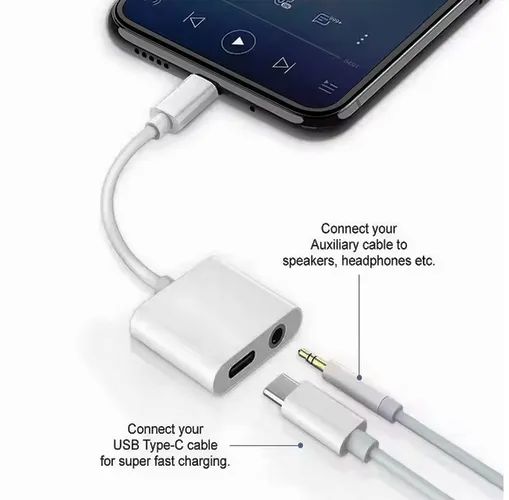 Adaptador de áudio 2 em 1 USB C para 3,5 mm - Foto 3
