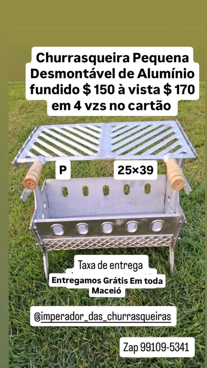 Churrasqueira Pequena Desmontável de Alumínio Fundido