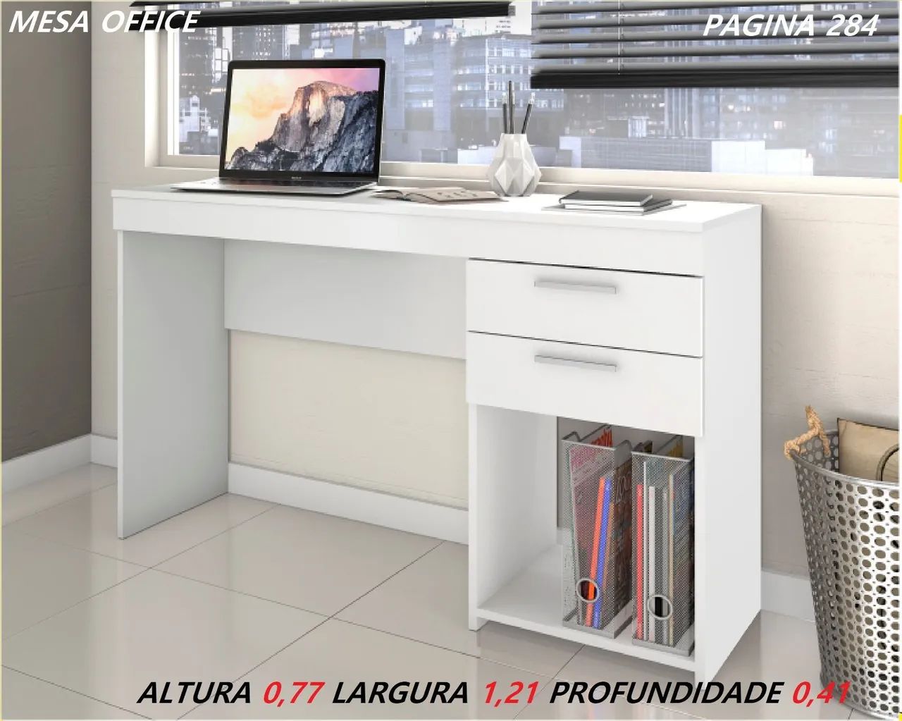 Escrivaninha Office Branca com Gavetas