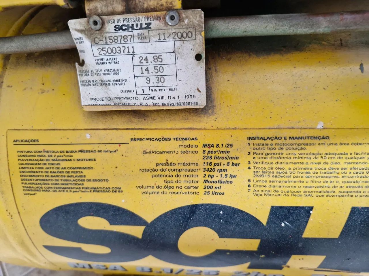 Compressor de Ar Schulz MSA 8/25 2hp Moto Alumínio - Foto 4