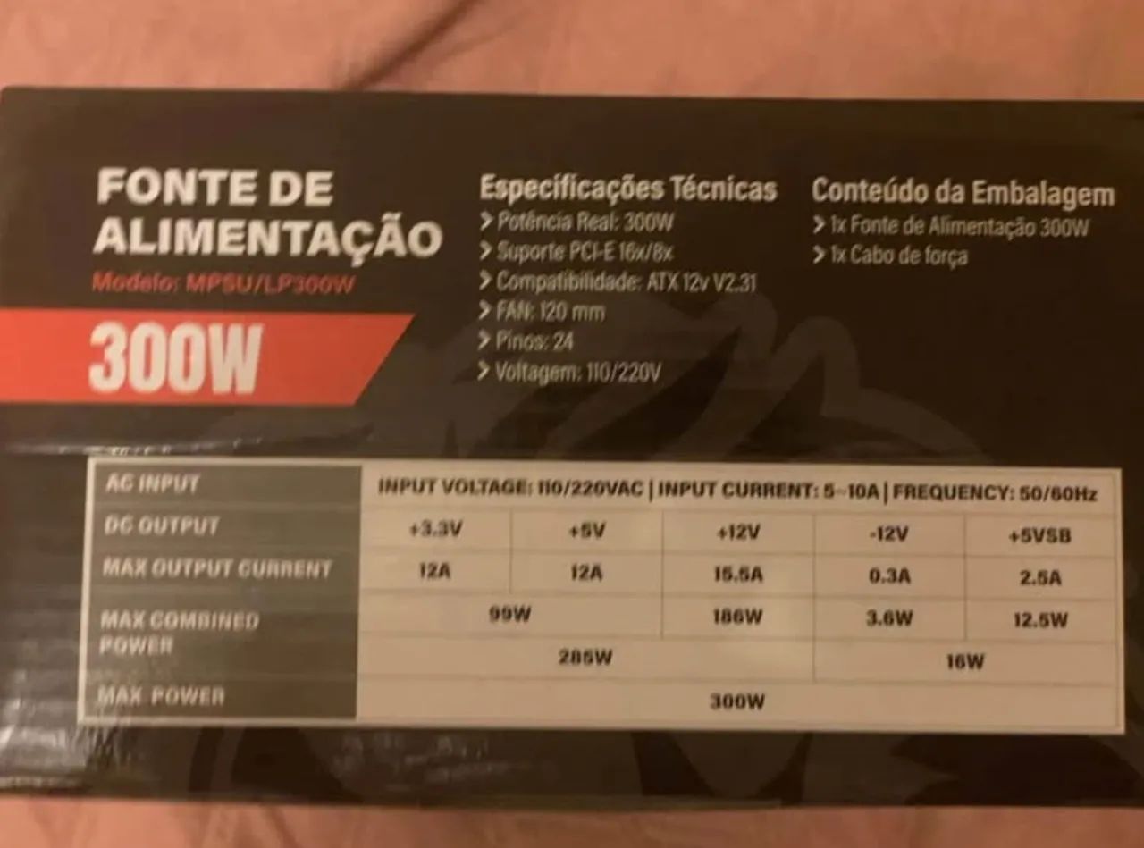 Fonte 300w + Placa de Vídeo GT710 (nunca usada) 