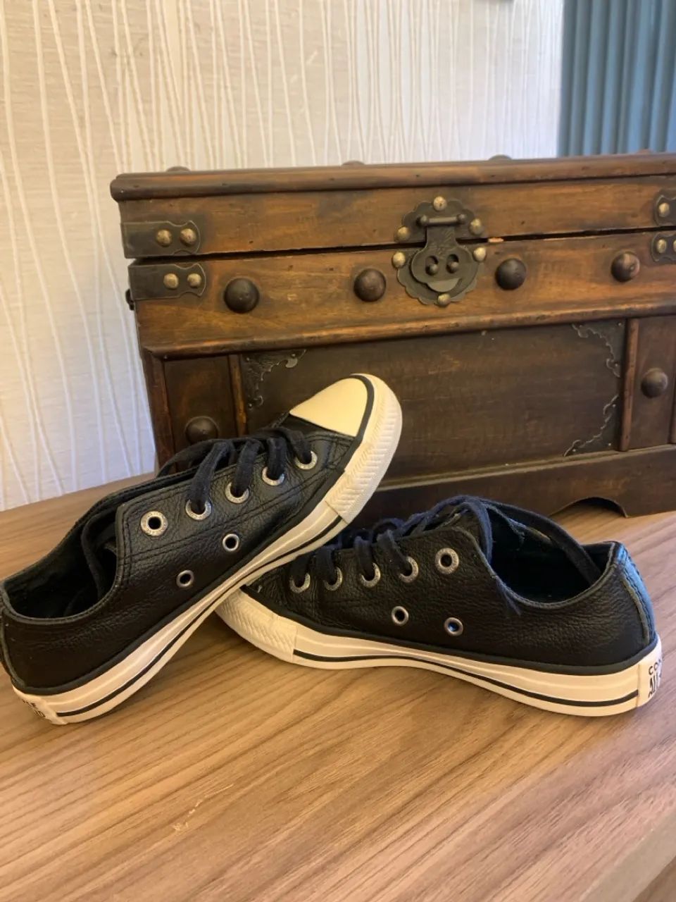 Tênis Converse All Star Couro Preto TAM 33