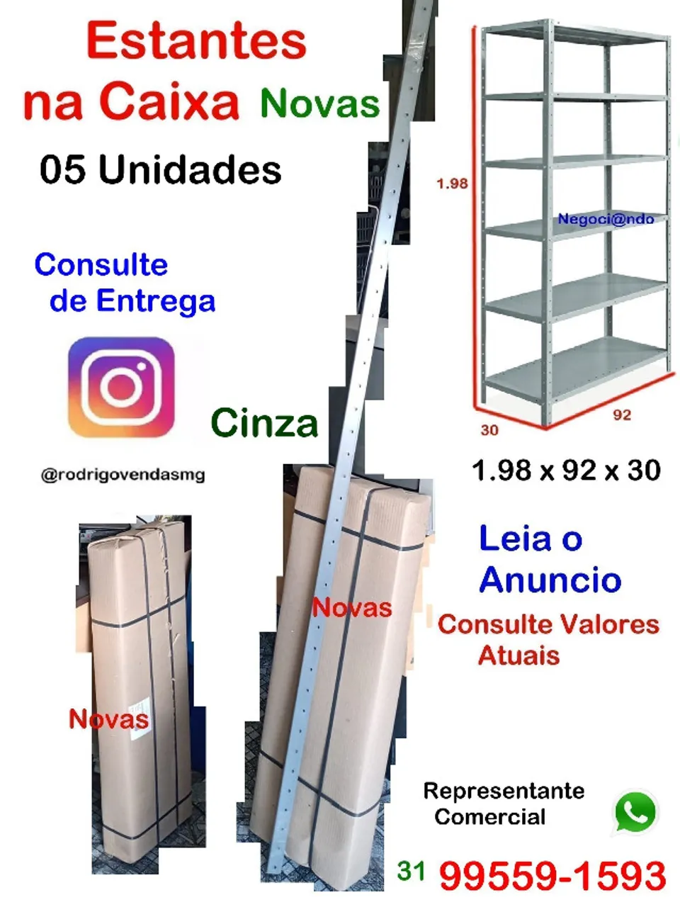05 Estantes Prateleira de Aço Moveis Comercio estoque loja indústria auto casa cozinha