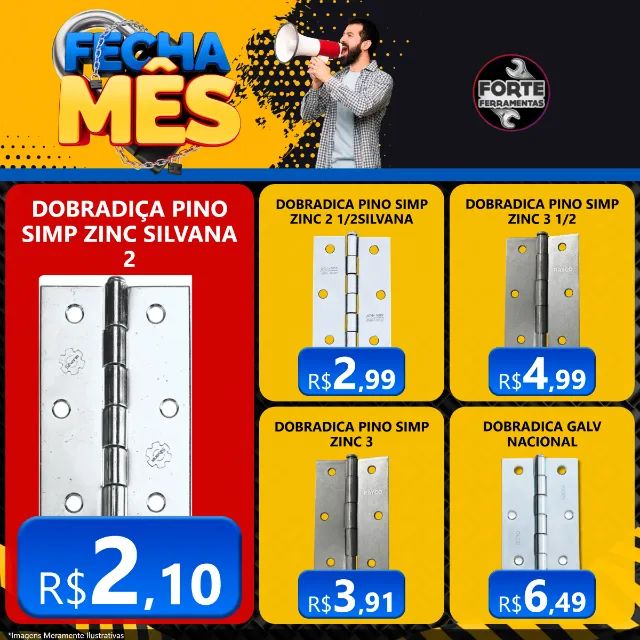 Dobradiças Simples Com Pino Silvana