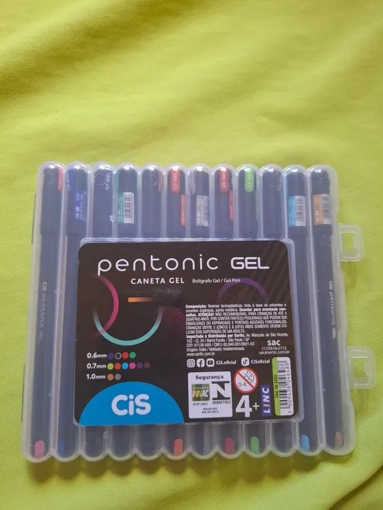 Canetas Gel Pentonic Cis - 12 cores - 0,6mm, 0,7mm e 1,0mm