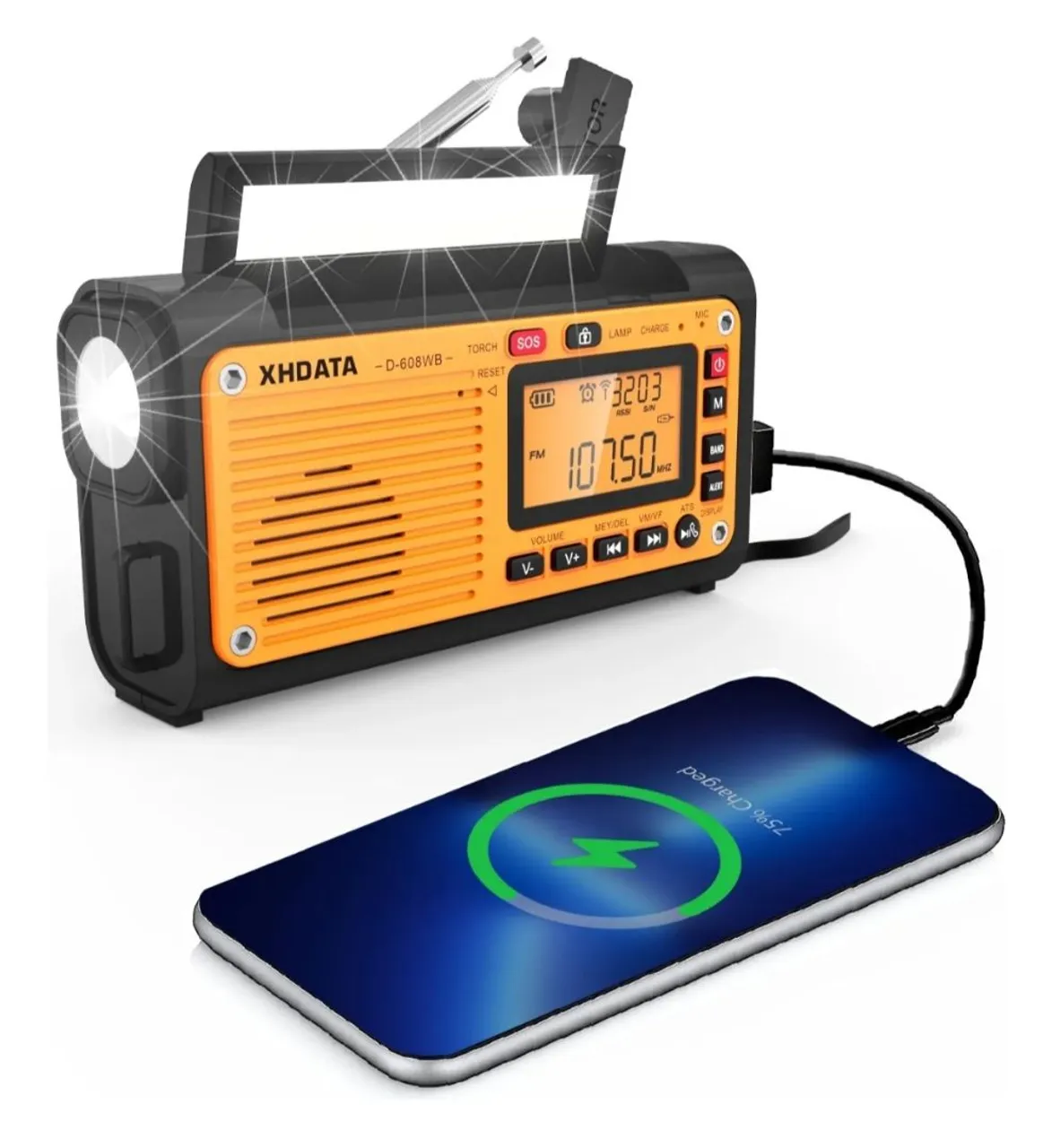 Rádio Lanterna de Emergência XHDATA D-608WB