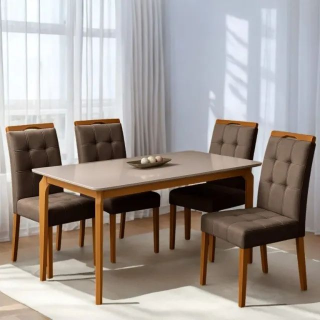 Mesa Alegra 120 Cinamomo/Off White com 4 Cadeiras Sophia - Foto 3