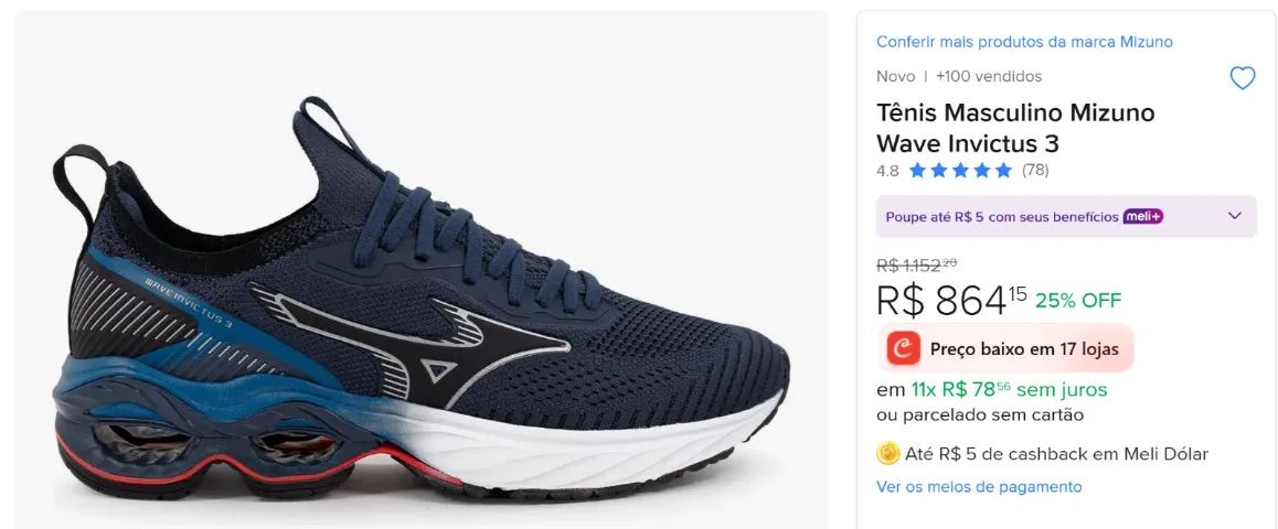 Tênis Masculino Mizuno Wave Invictus 3 n41