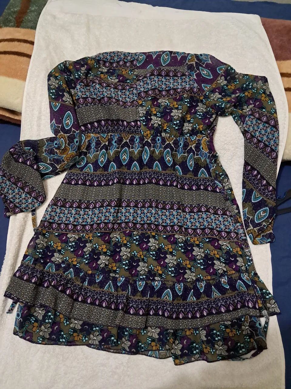 Vestido estampado manga longa - Foto 3