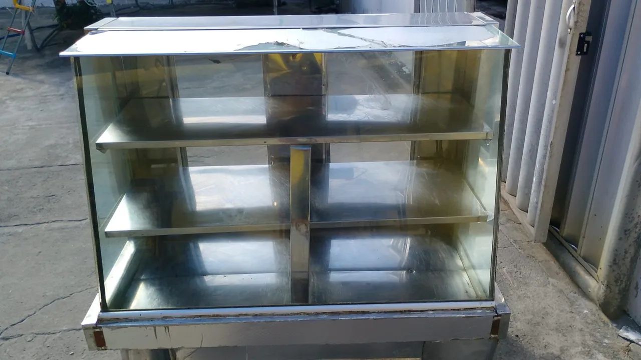Vitrine Expositora de Vidro em Aço Inox