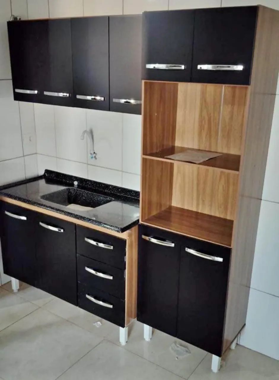 Jogo de Cozinha 3 Peças Paneleiro,  Aéreo 120 cm , Balcão de Pia 120 cm Novo Lacrado  