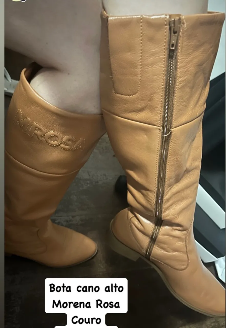 Bota Cano Alto Morena Rosa Couro