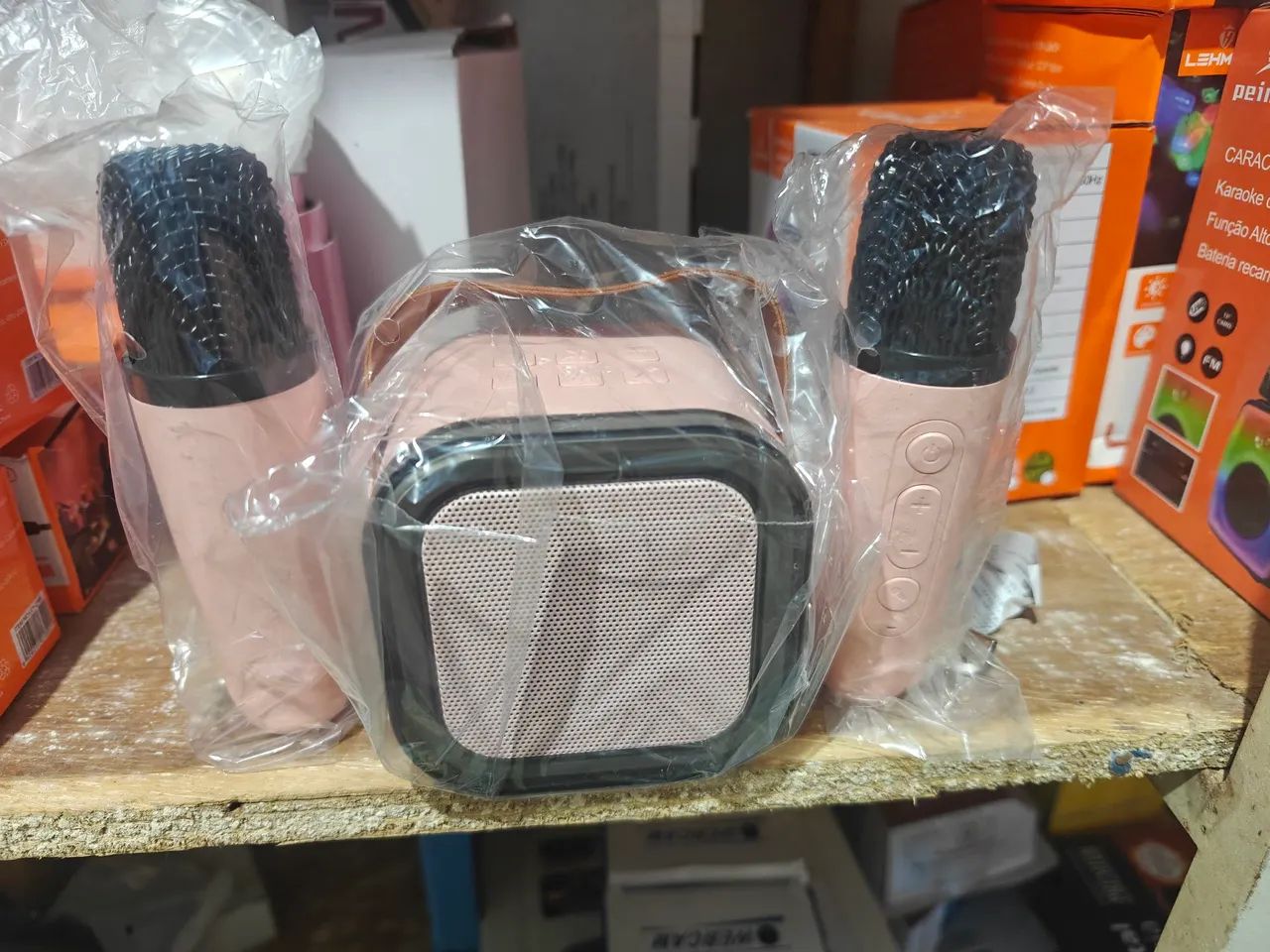 Karaoke portátil 2 microfones 