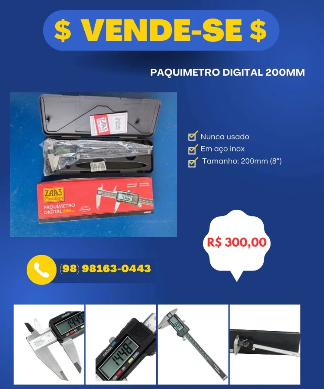 Paquímetro Digital de Precisão ZAAS 200mm - Foto 4
