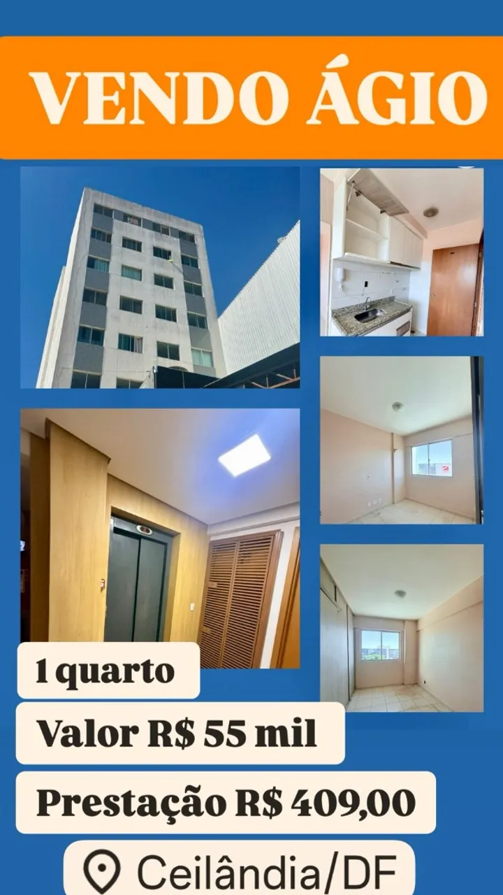 Oportunidade! Ágio barato! Spazio 31! Ceilândia! 1 quarto! parcelas só 408,00 reais!