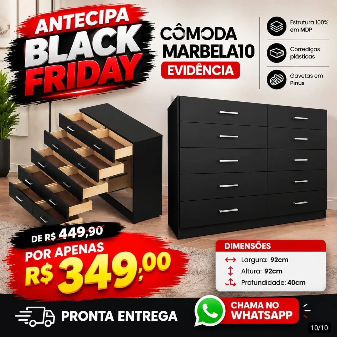 Cômoda 10 gavetas - Foto 5