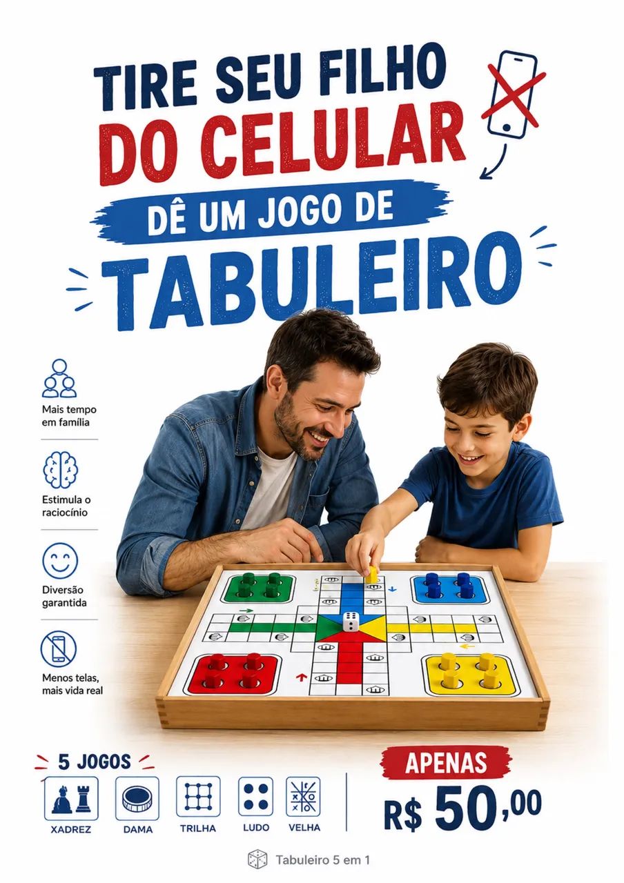Jogo de Tabuleiro 5 em 1