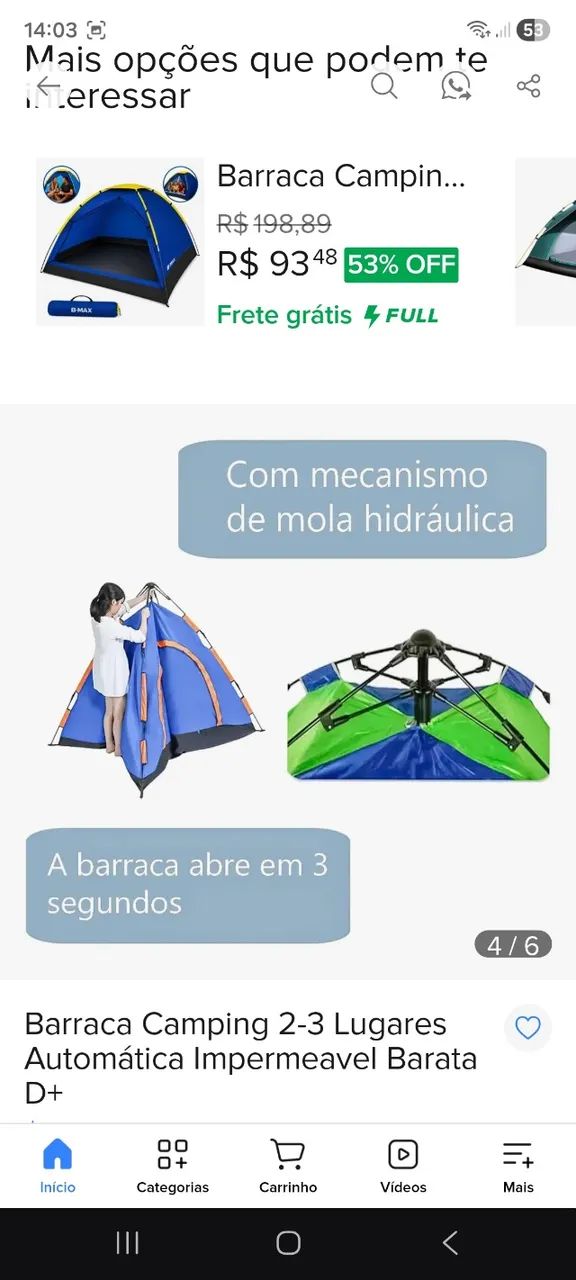 Barraca de camping para 2 pessoas semi automática - Foto 2