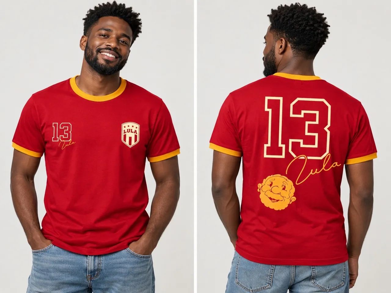Camiseta Lula 14 Vermelho Gola Mostarda - Foto 4