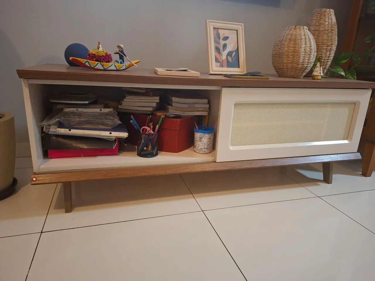 Rack tampo freijó painel com telas - Foto 3