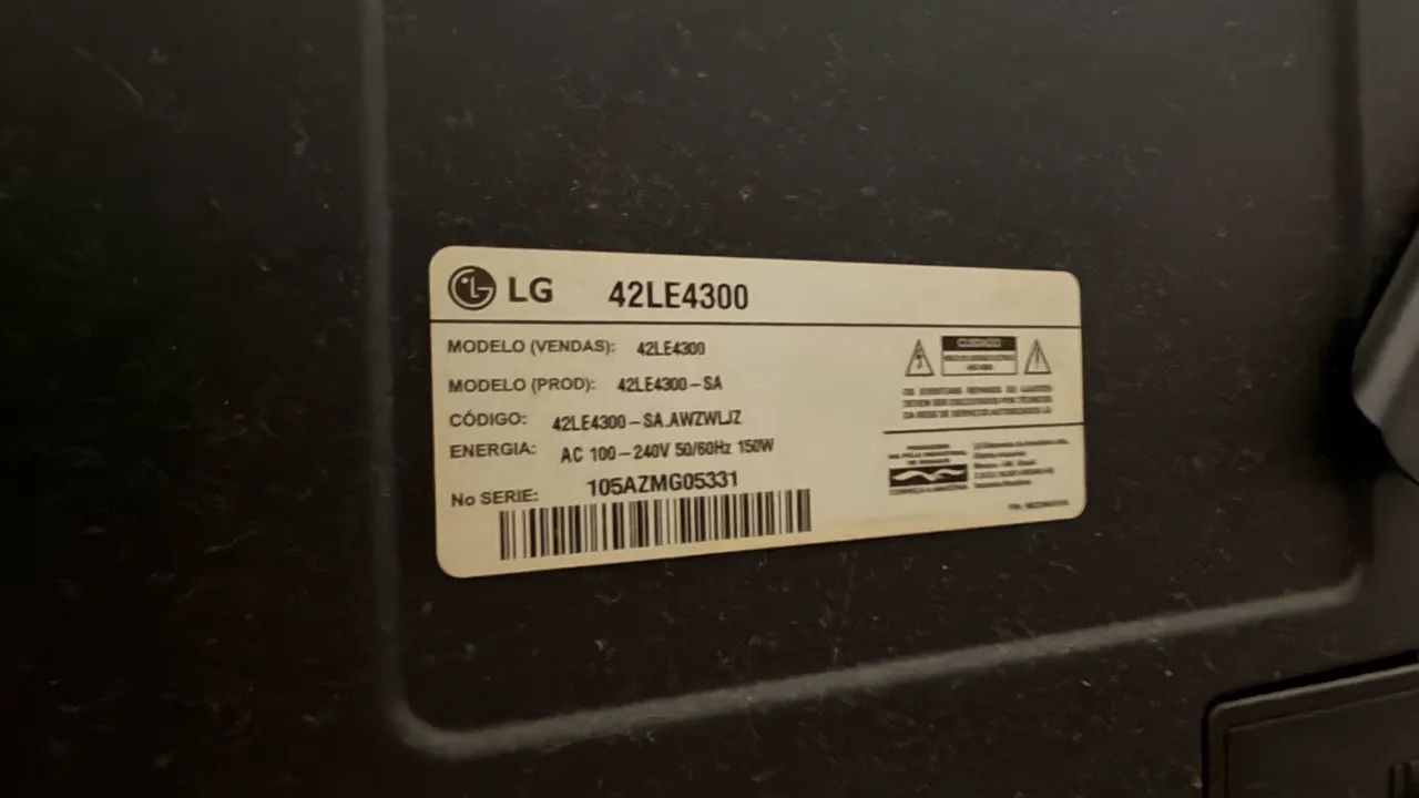 TV usada do modelo LG 42LE4300 (ou TVs equivalentes da LG de 42 polegadas LED Full HD - Foto 2