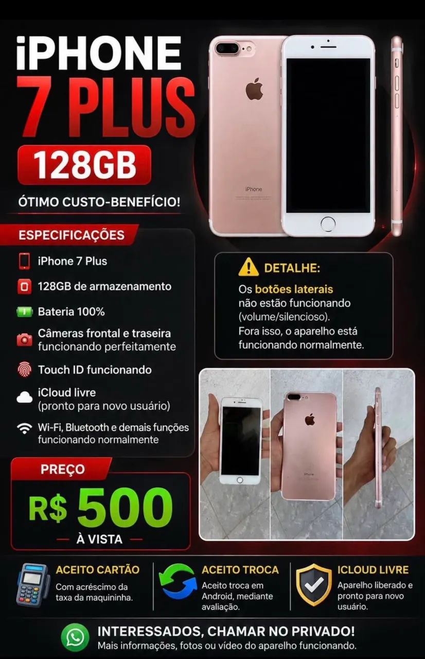  IPHONE 7 PLUS 128GB - ÓTIMO CUSTO-BENEFÍCIO ?